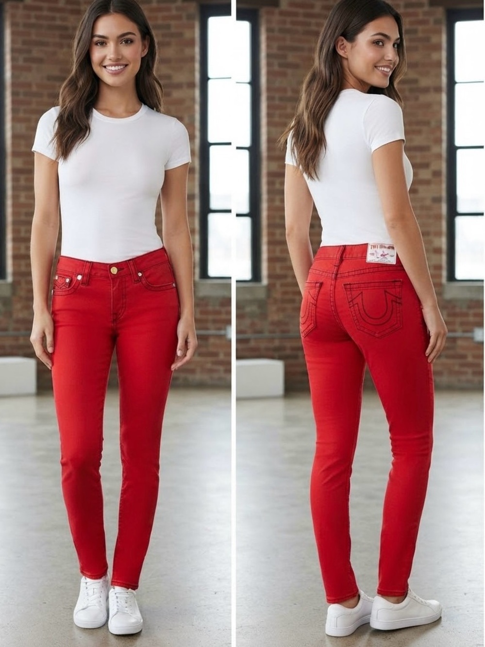 True Religion Red High-Rise Skinny Jeans - Women